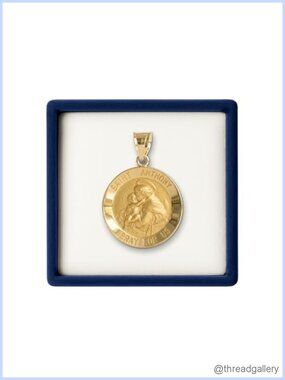 14K Yellow Gold Saint Anthony Pendant 0.75" Double-Bonded